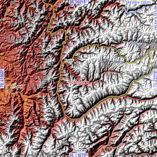 Topographic map of Roshtqal’a