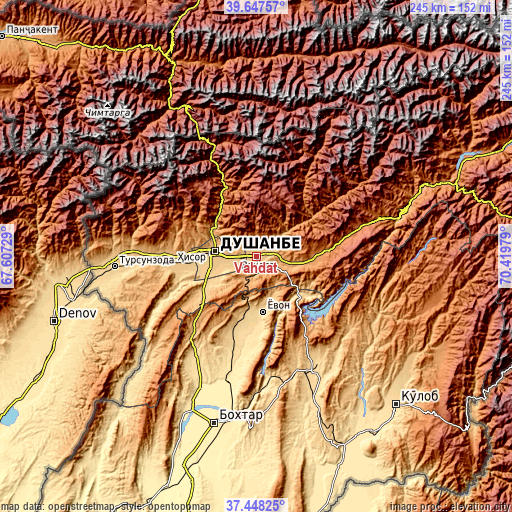 Topographic map of Vahdat