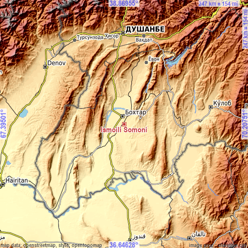 Topographic map of Ismoili Somoní