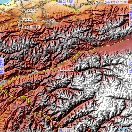 Topographic map of Karakenja