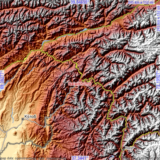 Topographic map of Qalaikhumb
