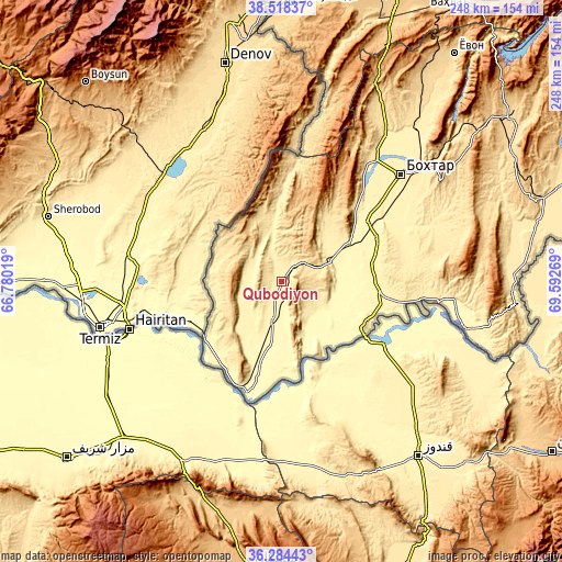 Topographic map of Qubodiyon