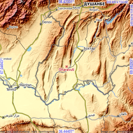 Topographic map of Gharavŭtí