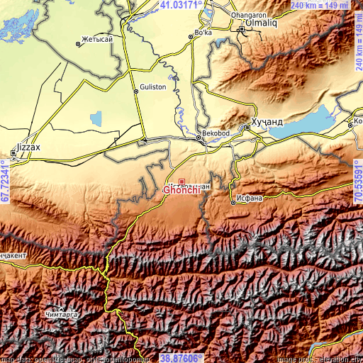 Topographic map of Ghonchí