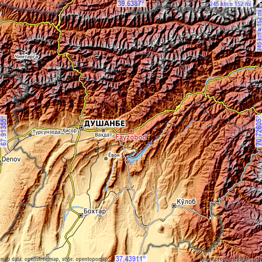 Topographic map of Fayzobod