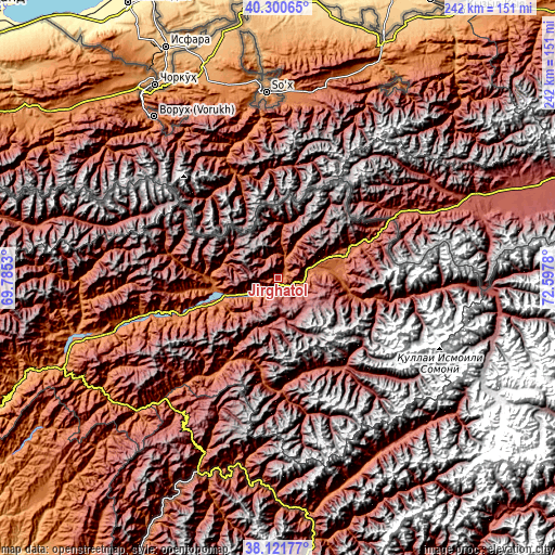 Topographic map of Jirghatol