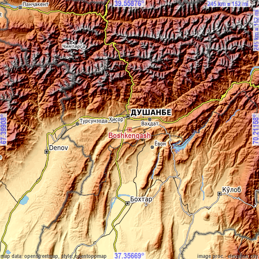 Topographic map of Boshkengash