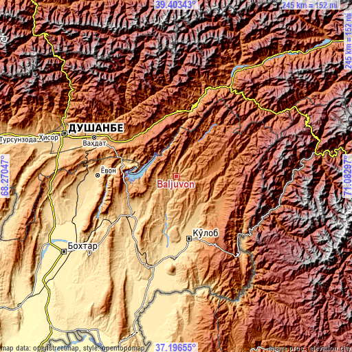 Topographic map of Baljuvon