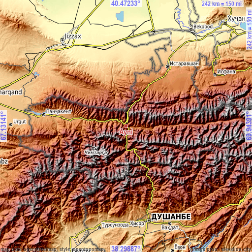 Topographic map of Ayní