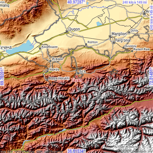 Topographic map of Tayan