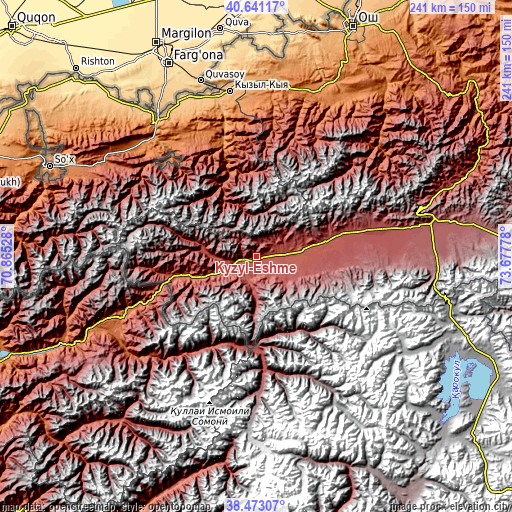 Topographic map of Kyzyl-Eshme