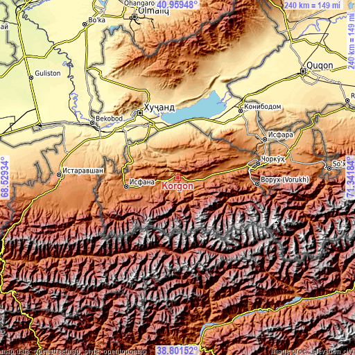 Topographic map of Korgon