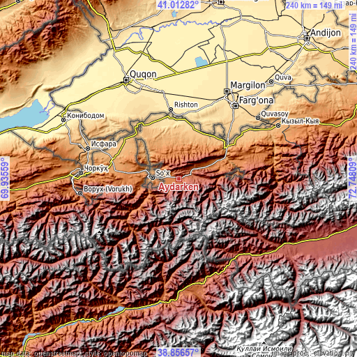 Topographic map of Aydarken