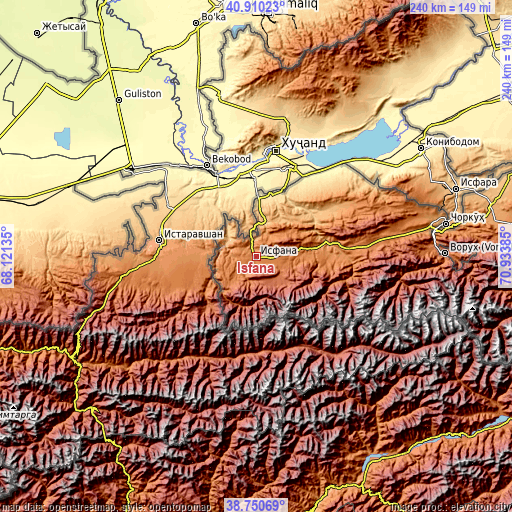 Topographic map of Isfana