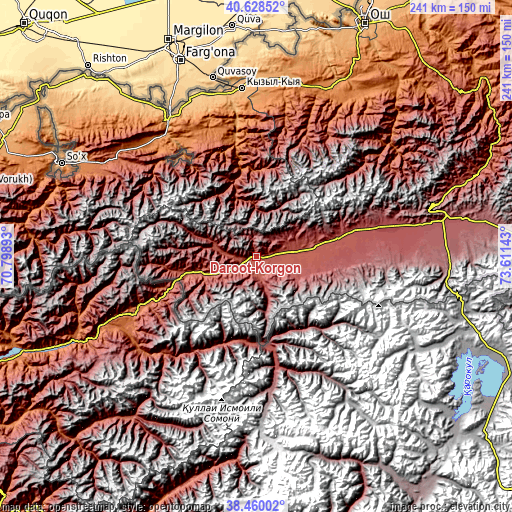 Topographic map of Daroot-Korgon