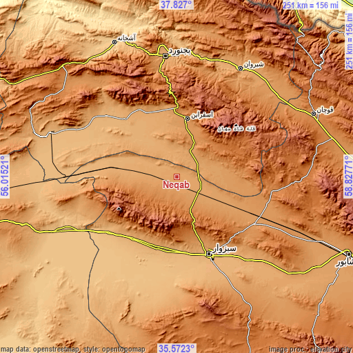 Topographic map of Neqāb