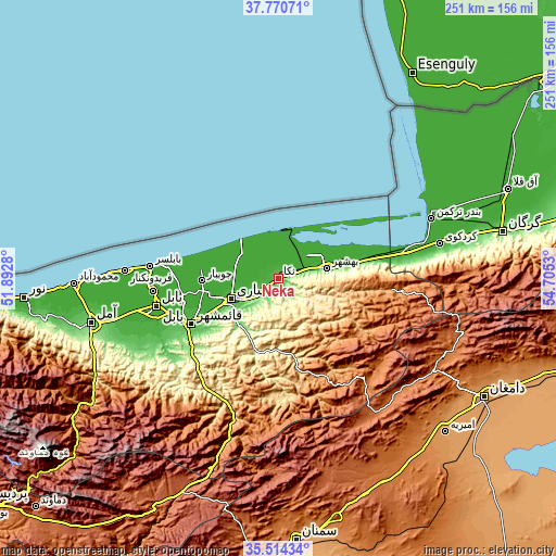 Topographic map of Nekā