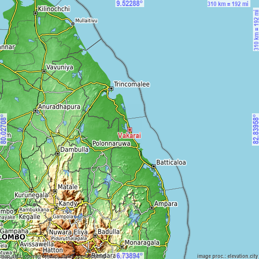 Topographic map of Vakarai
