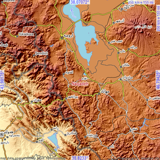 Topographic map of Naqadeh