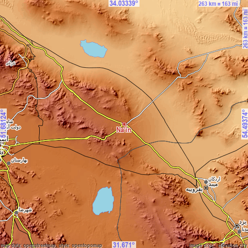 Topographic map of Nā’īn