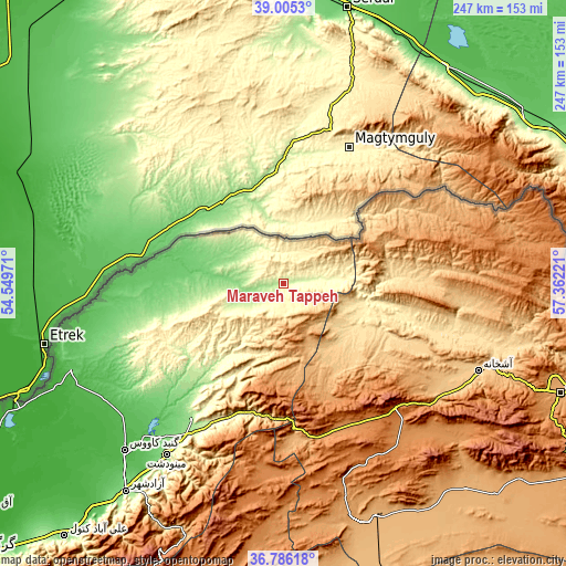 Topographic map of Marāveh Tappeh