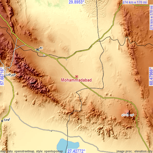 Topographic map of Moḩammadābād