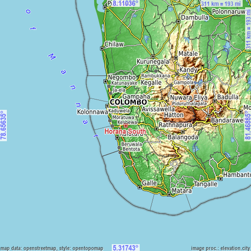 Topographic map of Horana South