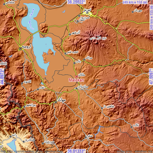 Topographic map of Malekān