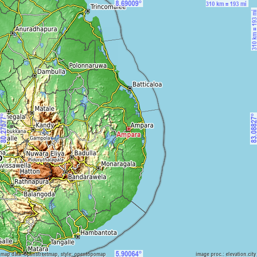 Topographic map of Ampara