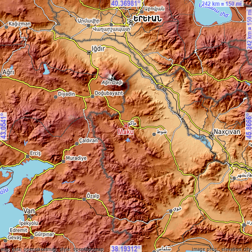 Topographic map of Maku