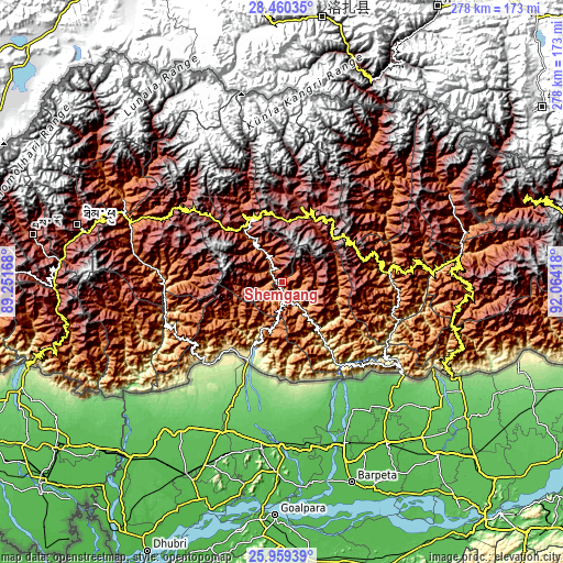 Topographic map of Shemgang