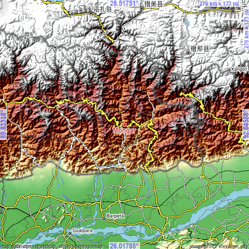 Topographic map of Mongar