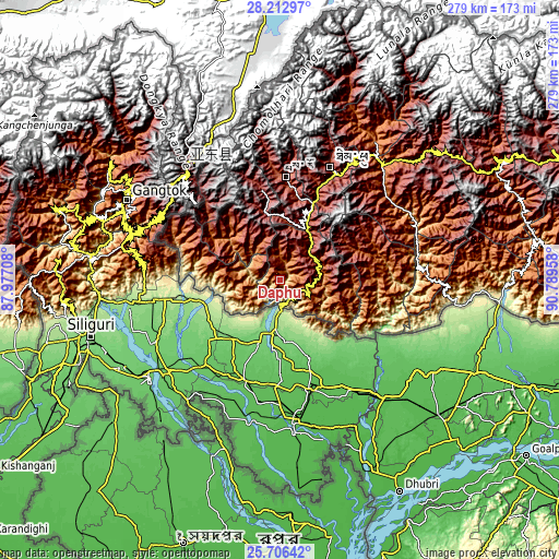 Topographic map of Daphu