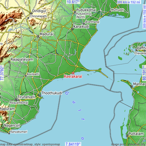 Topographic map of Keelakarai