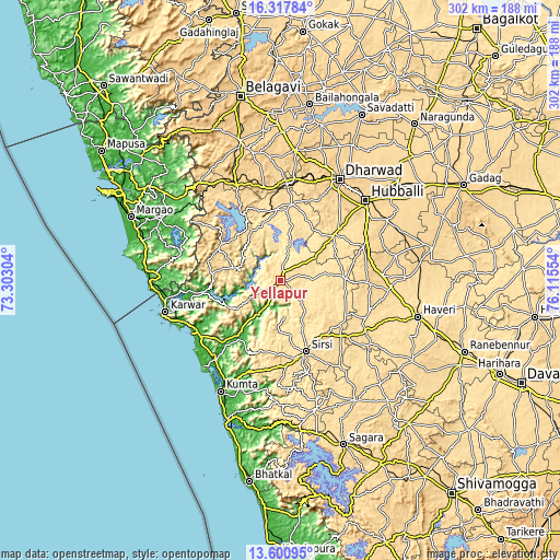 Topographic map of Yellāpur