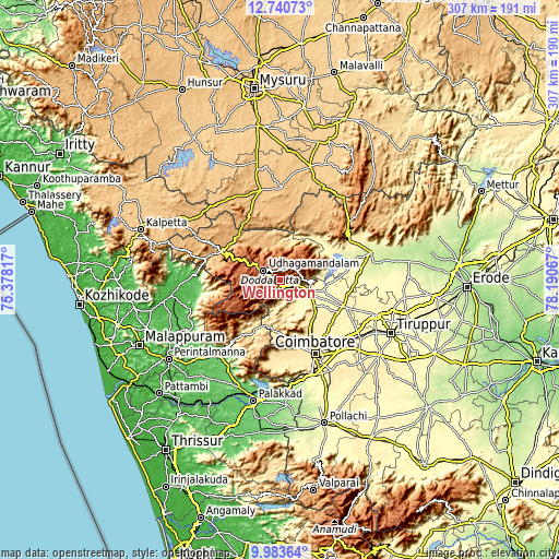 Topographic map of Wellington