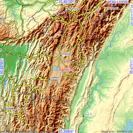 Topographic map of Wāngjing
