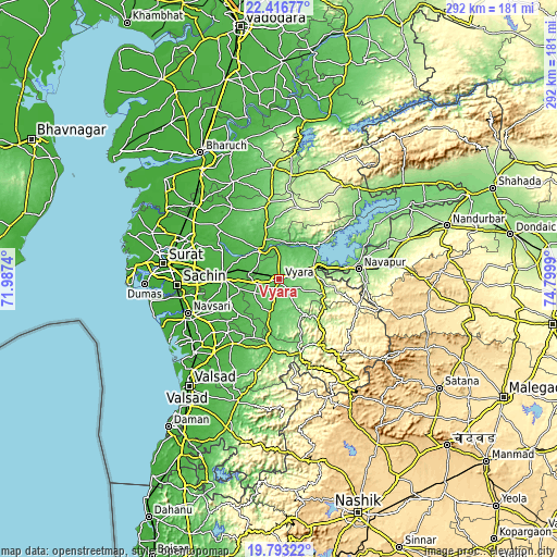 Topographic map of Vyāra