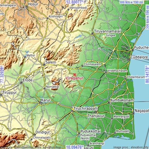 Topographic map of Vīraganūr