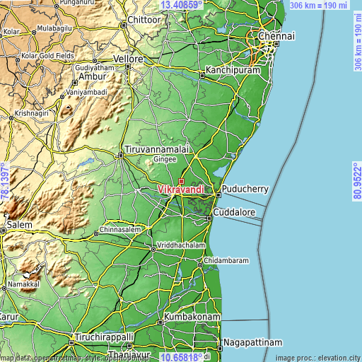 Topographic map of Vikravāndi