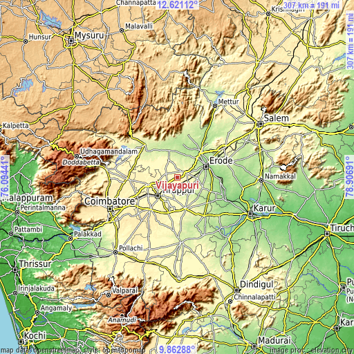 Topographic map of Vijayapuri