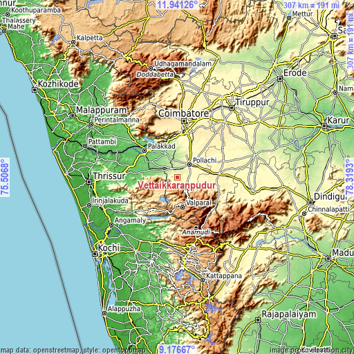 Topographic map of Vettaikkaranpudur