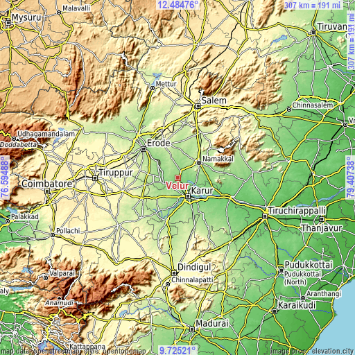 Topographic map of Velur