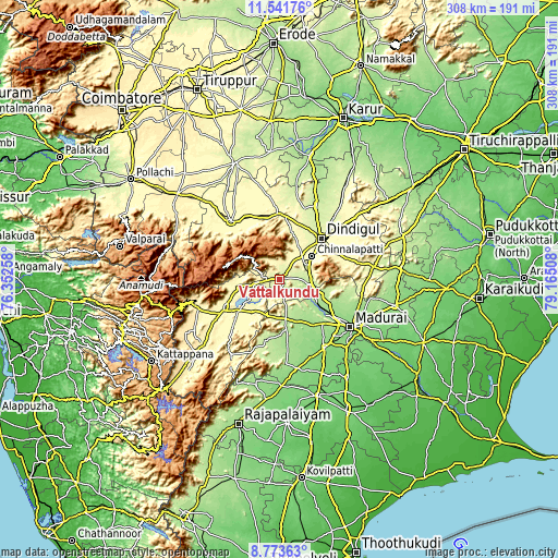 Topographic map of Vattalkundu