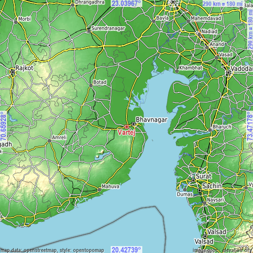 Topographic map of Vartej