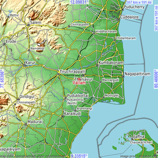 Topographic map of Vallam