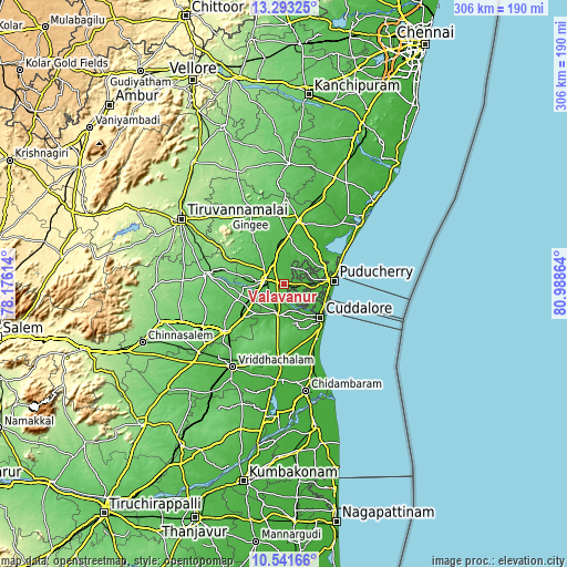 Topographic map of Valavanur