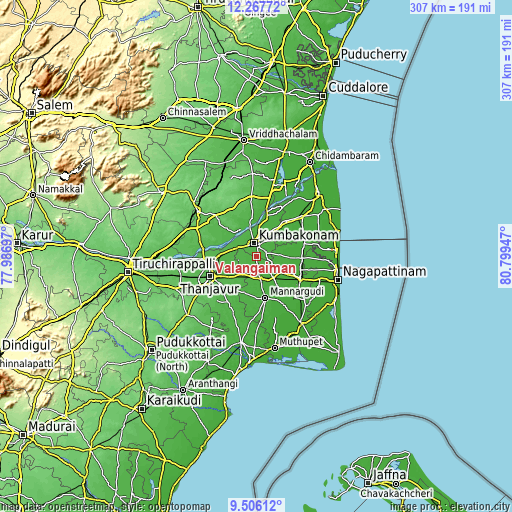 Topographic map of Valangaiman