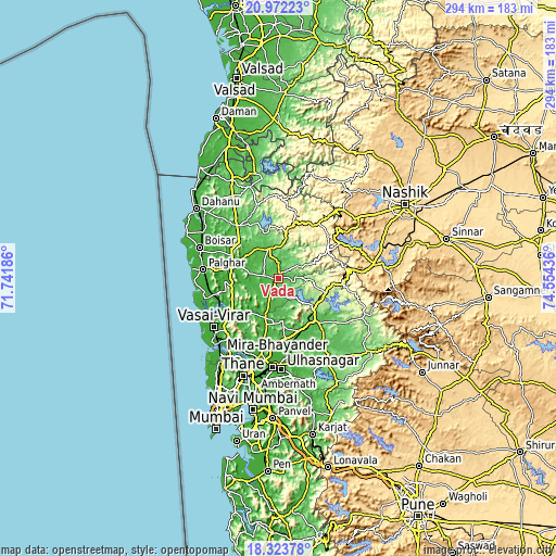 Topographic map of Vāda