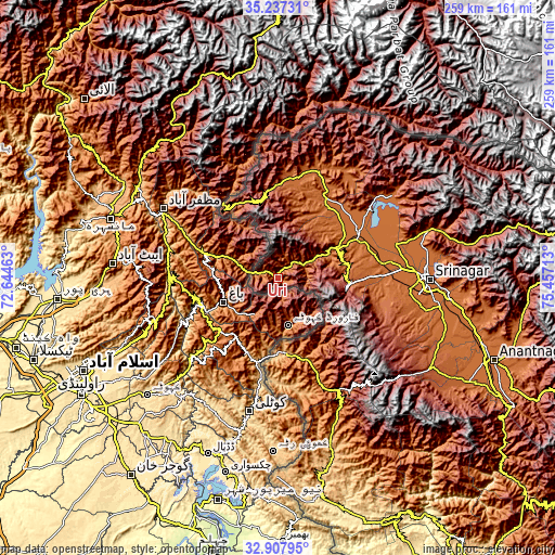 Topographic map of Uri